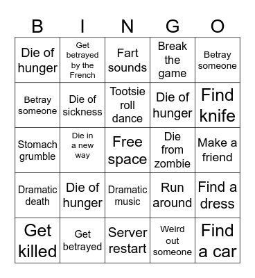Cap Dayz Bingo Card