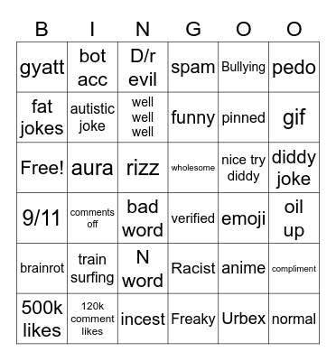 Ig reels Bingo Card