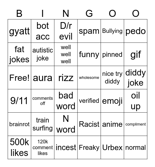 Ig reels Bingo Card