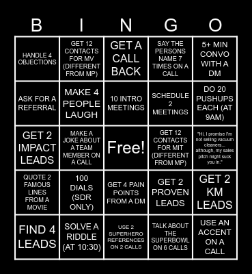Hit the Phones, Hit the Jackpot! Bingo Card
