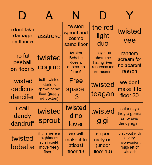 foxys Bingo Card