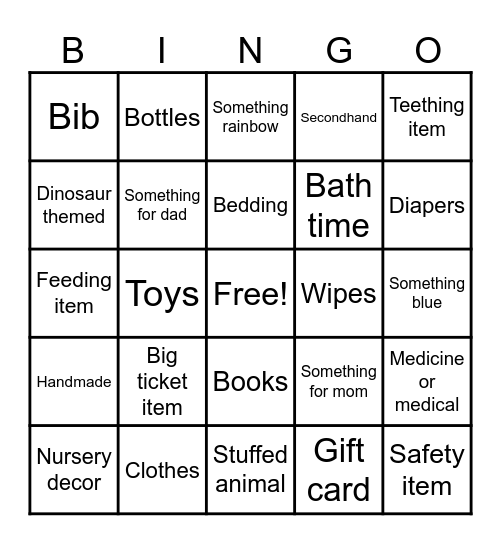 Morgaan's Baby Shower Bingo Card