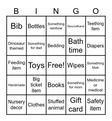 Morgaan's Baby Shower Bingo Card
