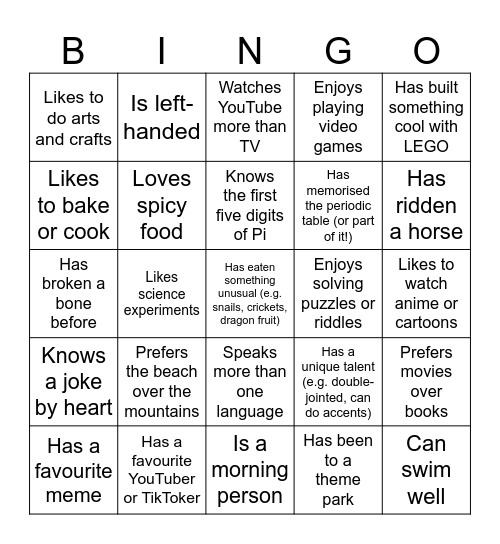 LSC Class Bingo Card