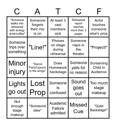 Musical Theatre Bingo Card