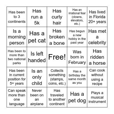 Coffee Chat Bingo Card