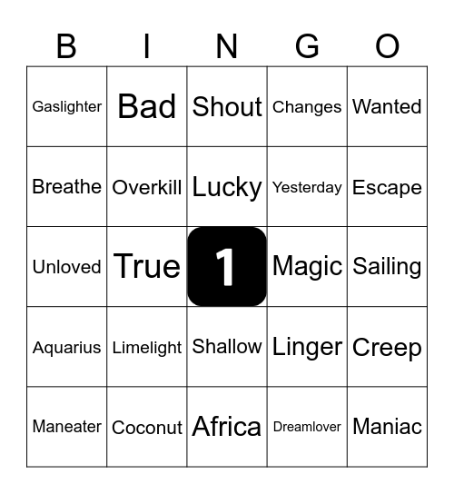 One Coverall Bingo Card