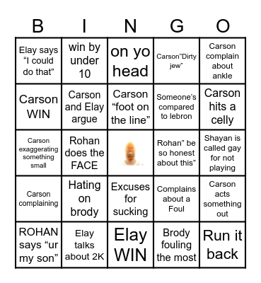 Basketball game bingo Card