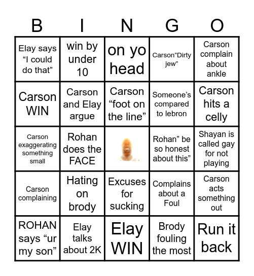 Basketball game bingo Card