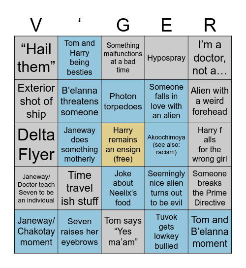 Voyager Bingo Card