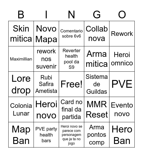 Bingo da "Overwatch 2 Spotlight" Bingo Card