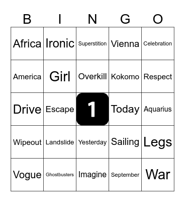 One Bingo Card