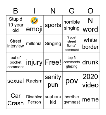Instagram Reels Bingo Card