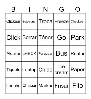 SPANGLISH BINGO Card