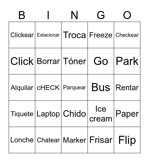 SPANGLISH BINGO Card