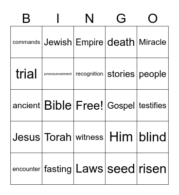 Types of Gospel Stories Bingo Card