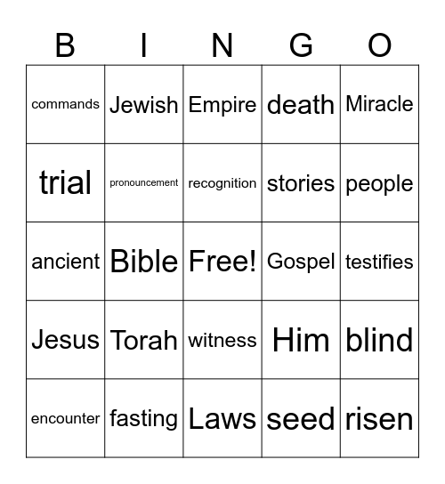 Types of Gospel Stories Bingo Card