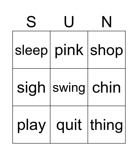 Reading Bingo Card
