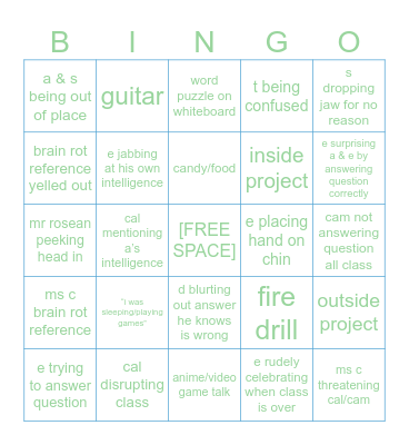 Friendly Biology Bingo Card