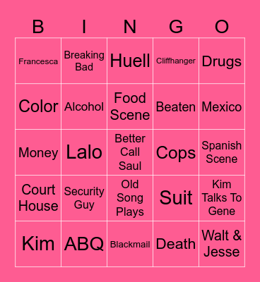 Better Call Saul Bingo Card