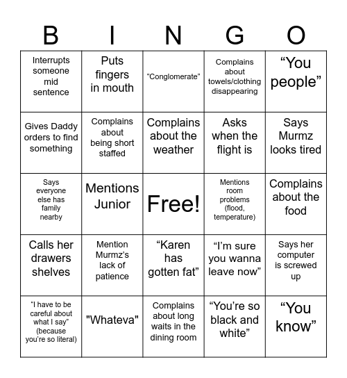 Grammy Bingo! Bingo Card