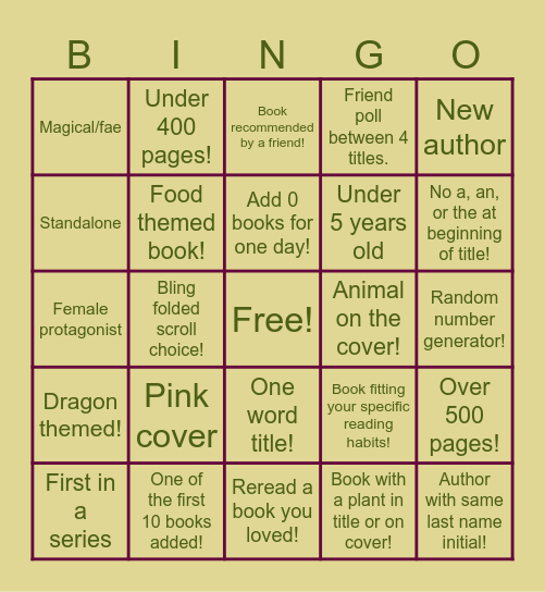TBR Bingo Card