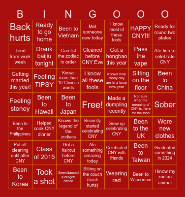 CNY Potluck Bingo Card