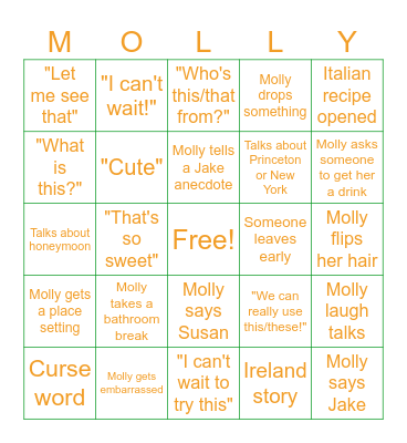 Molly Bridal Shower Bingo Card