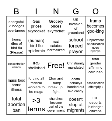 trump bingo Card