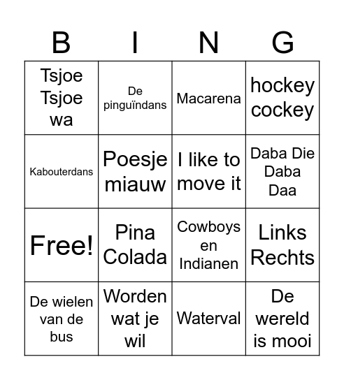 Muziek bingo groep 4! Bingo Card