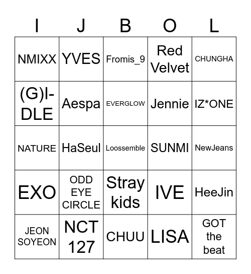 not creative enough for a funny title Bingo Card