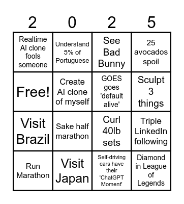 2025 Bingo Card