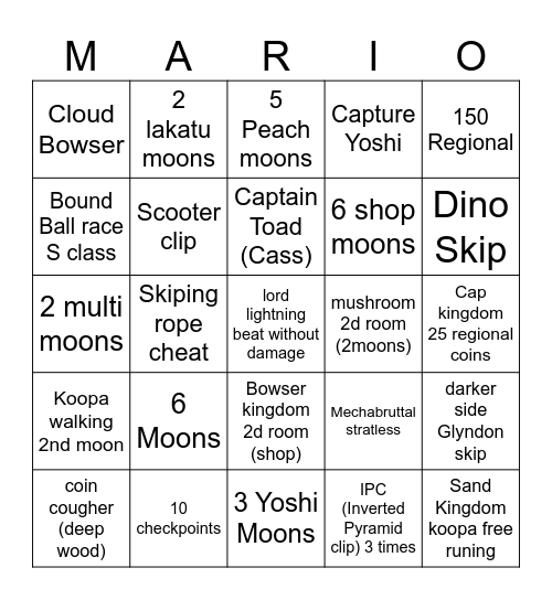 SMO Bingo Card