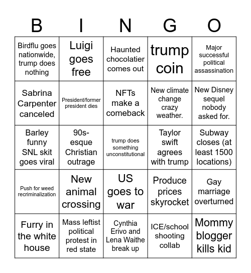 2025 BINGO Card