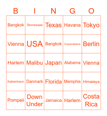 KILROY Travel Bingo Card