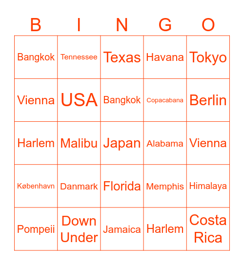 KILROY Travel Bingo Card