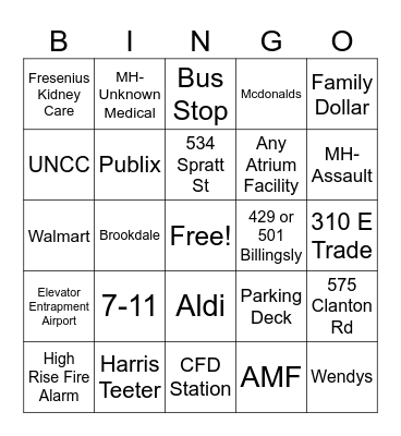 Alarm Bingo Card