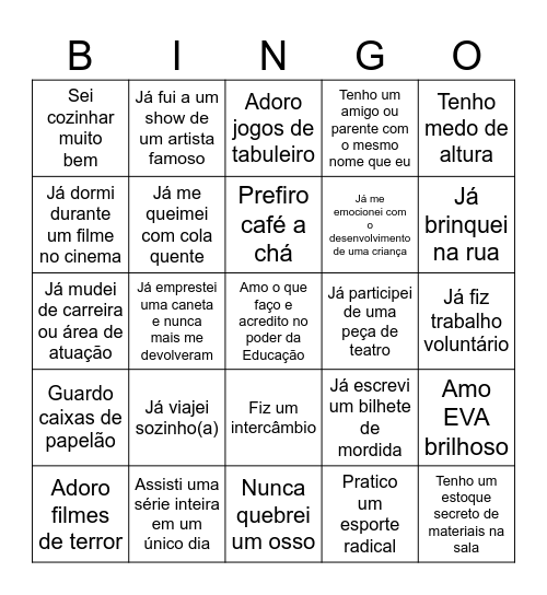 Semana Pedagógica Bingo Card