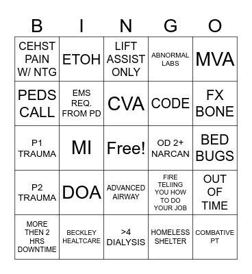 EMS BINGO Card