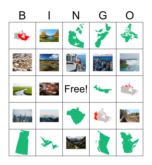 Physical Regions of Canada Bingo Card