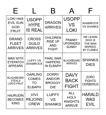 Elbaph Bingo Card