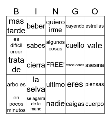 SPANISH BINGO YO Bingo Card