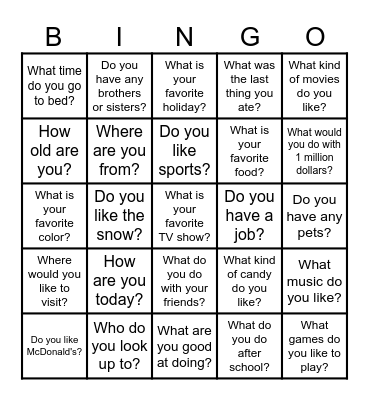 Get to Know You BINGO Card