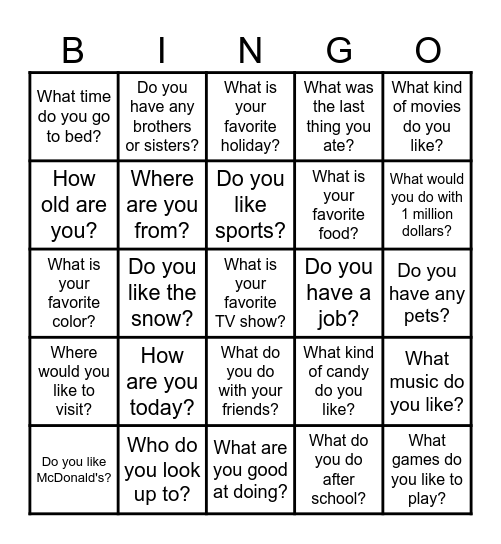 Get to Know You BINGO Card