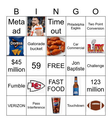 Super Bowl 59 Bingo Card