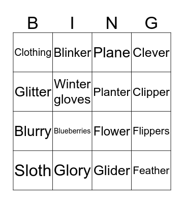 R and L blends Bingo Card