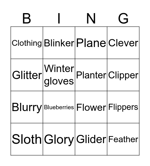 R and L blends Bingo Card