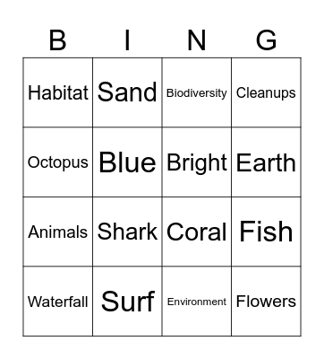 earth day Bingo Card