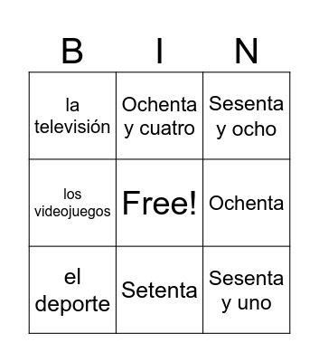 Los Pasatiempos Bingo Card