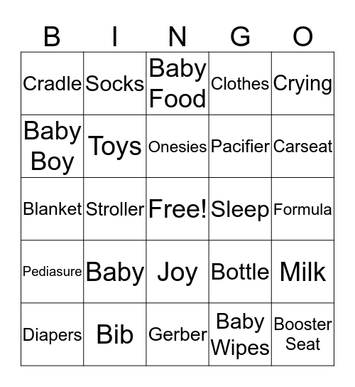 Elexis Baby Shower Bingo Card